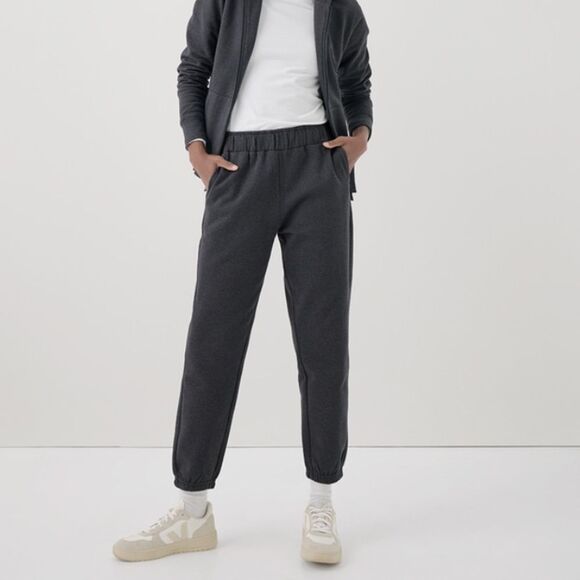 PACT 100% Organic Cotton Cloud Fleece Black Flat front Jogger Pants Size M - Picture 1 of 8